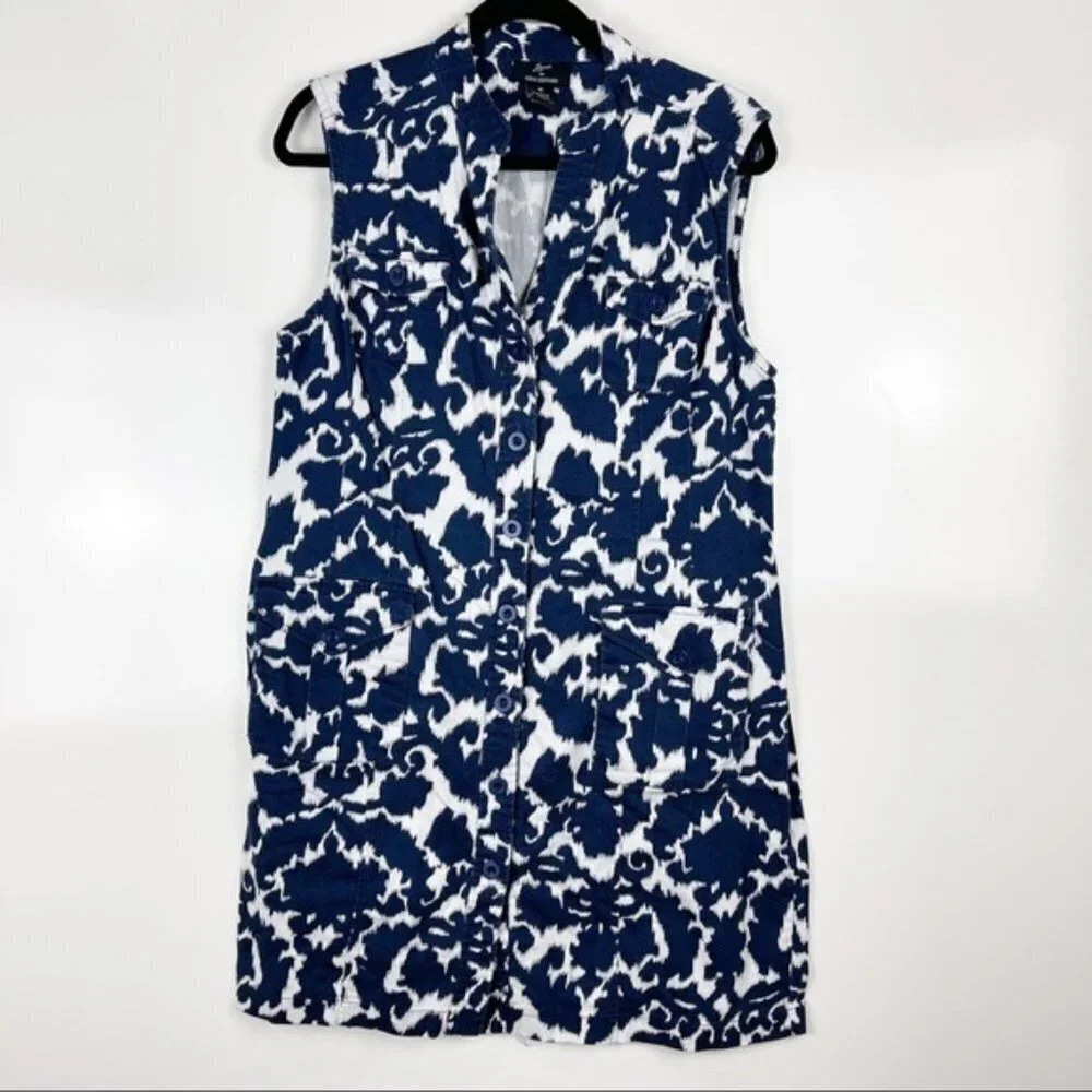 Lennie Nina Leonard Paisley Sleeveless Dress Sz 14 Summer Casual Button-Up